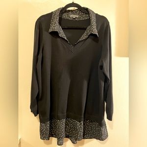 Black and white polka dot twofer sweater ✨ Plus Size 2x ✨ Adrianna Papell